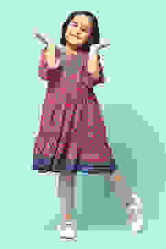 Blue & Rust Rayon Tiered Dress Printed Dress image number 0