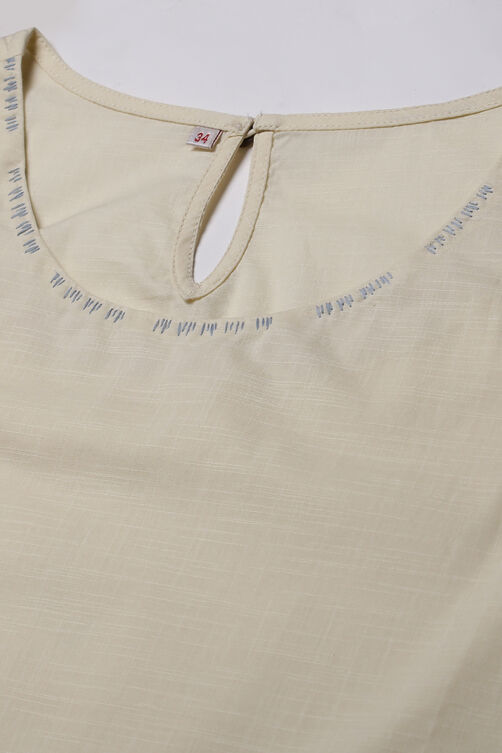 Off White Cotton Blazer Printed Top image number 2