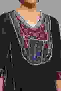 Blue Cotton Blend A-Line Printed Suit Set image number 1