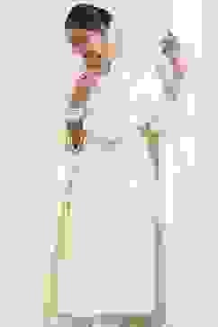 Ecru Cotton Embroidered Kalidar Suit Set image number 8