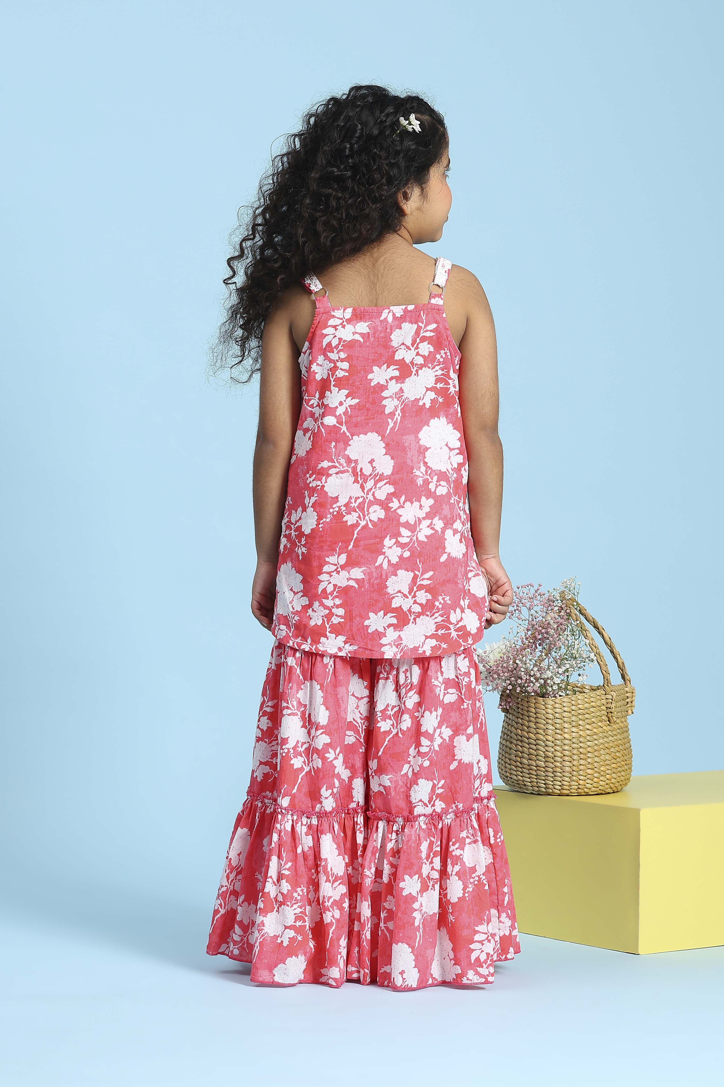 Coral Cotton Printed Straight Suit Set image number 4