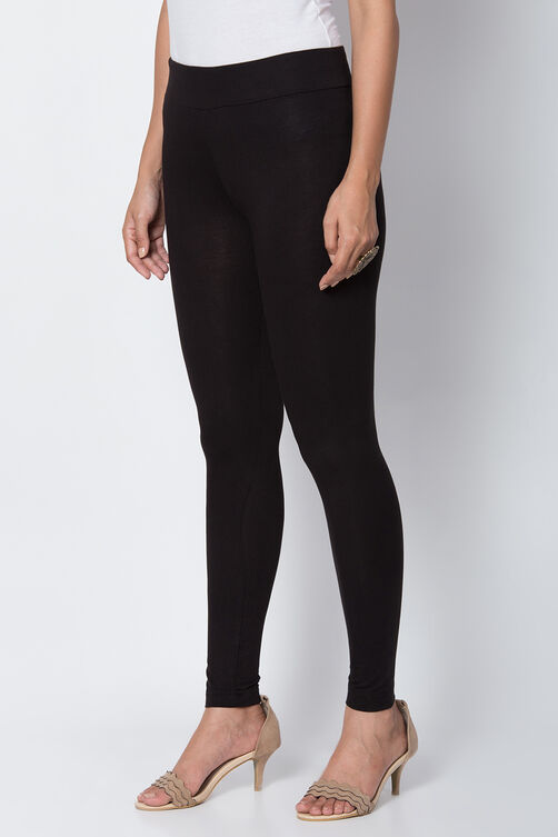 Black Viscose Lycra Solid Leggings image number 1