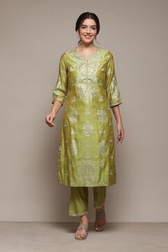 Olive Polyester Straight Printed 2 Piece Set image number 6