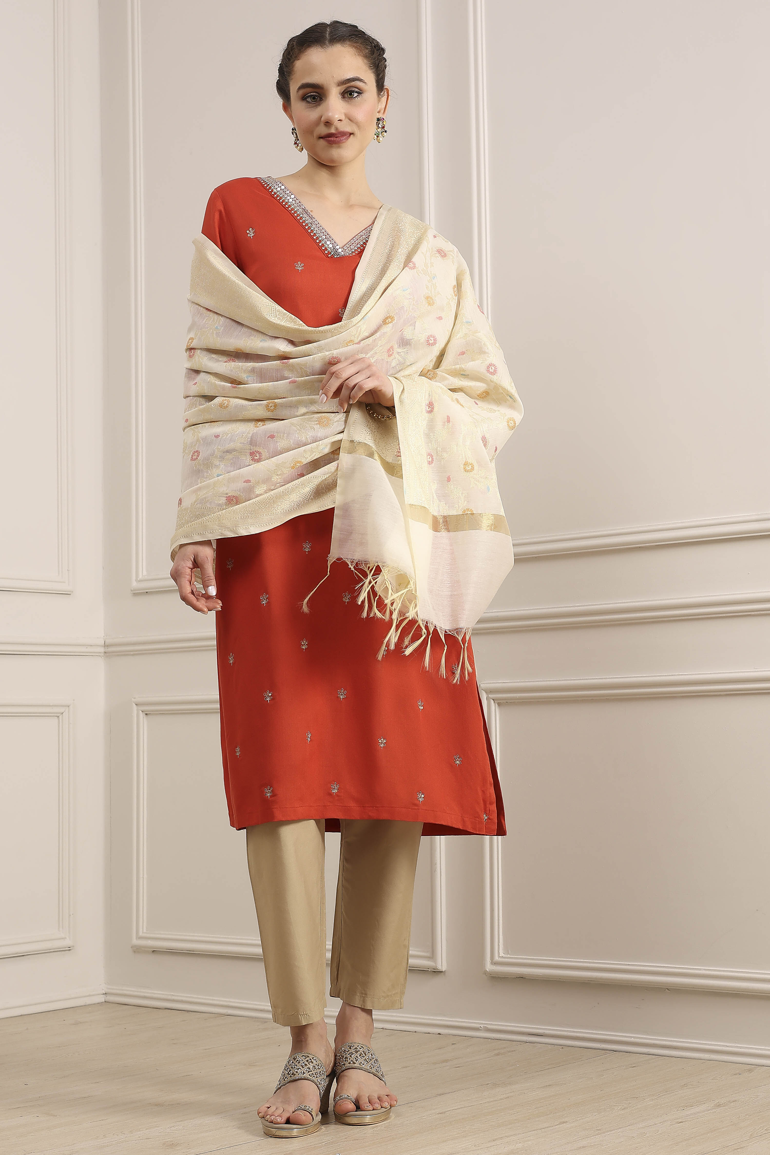 Multi Polyester Yarndyed Dupatta image number 1