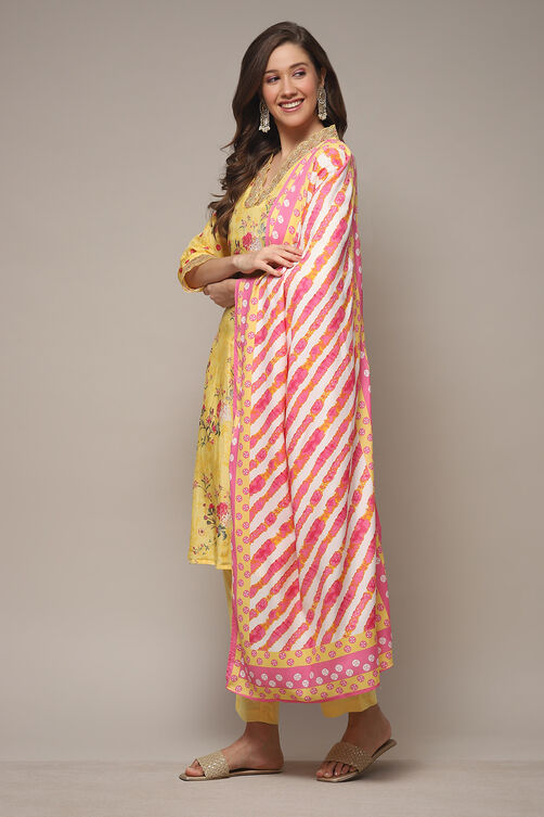 Yellow Modal A-Line Kurta Palazzo Suit Set image number 3