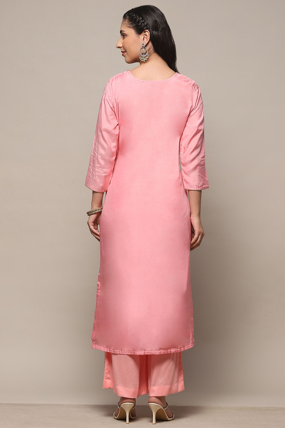 Blue Chanderi Unstitched Suit Set image number 6