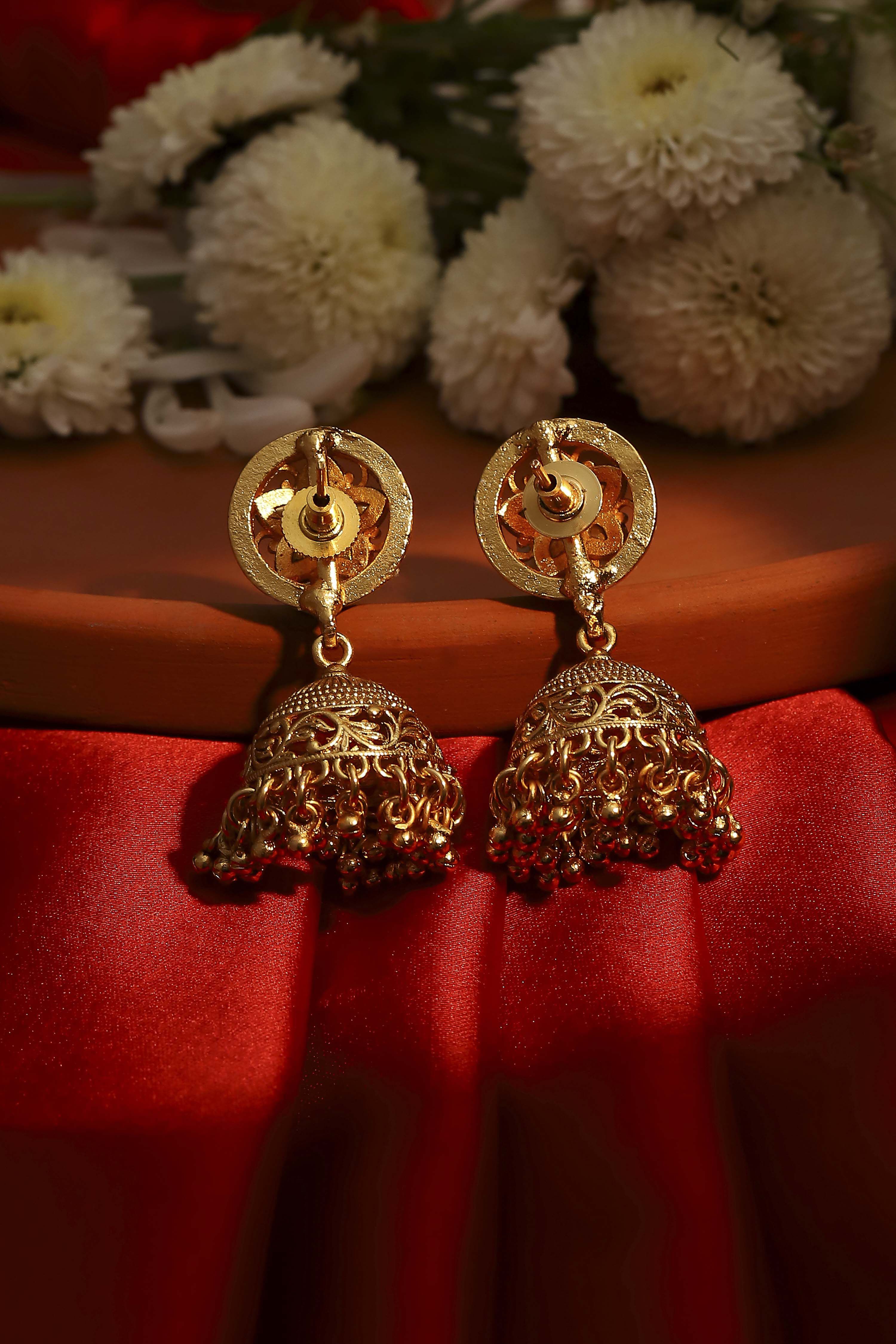 Gold Stone Earrings image number 2