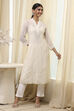 Off-White Embroidered Straight Kurta image number 5