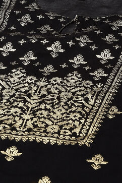 Black Poly Modal Layered Printed Kurta Churidar Suit Set image number 1