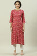 Pink Rayon Straight Printed Kurta image number 5