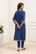 Indigo Viscose Rayon A-Line Kurta image number 3