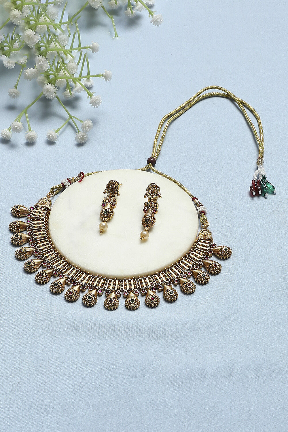 Red Green Alloy Necklace Set image number 0