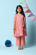 Peach Cotton Straight Printed Kurta Set image number 6