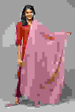 Pink Cotton Blend Dupatta image number 0