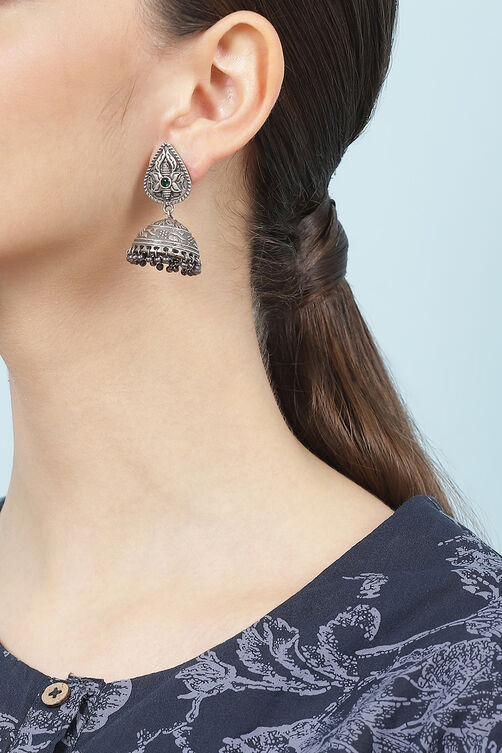 Silver Oxidised Jhumkas image number 1