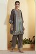 Grey Viscose Blend Printed Straight Palazzos image number 5