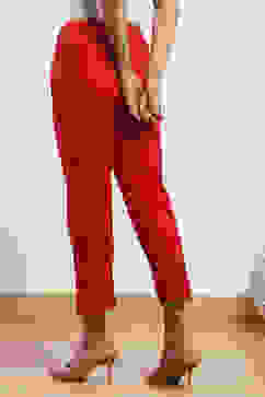 Red Cotton Narrow Pants image number 4