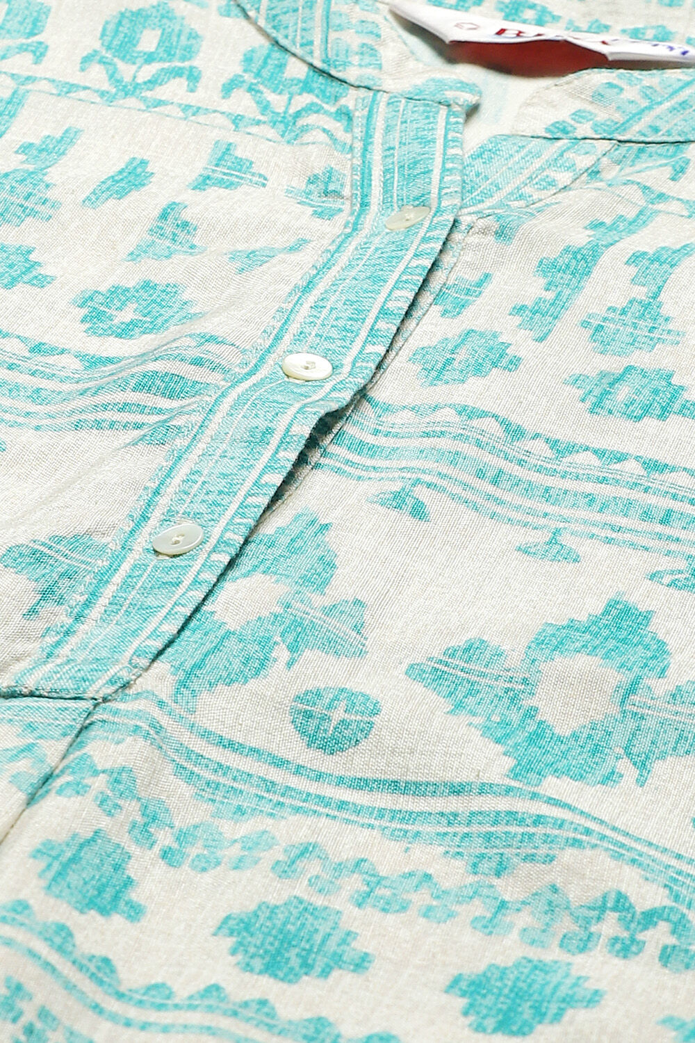 Turquoise Rayon Flared Printed Top image number 2