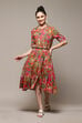 Deep Fuchsia Rayon Straight Printed Dress image number 5