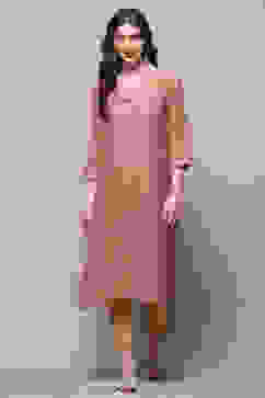 Dusky Rose Polyester Straight Kurta image number 5