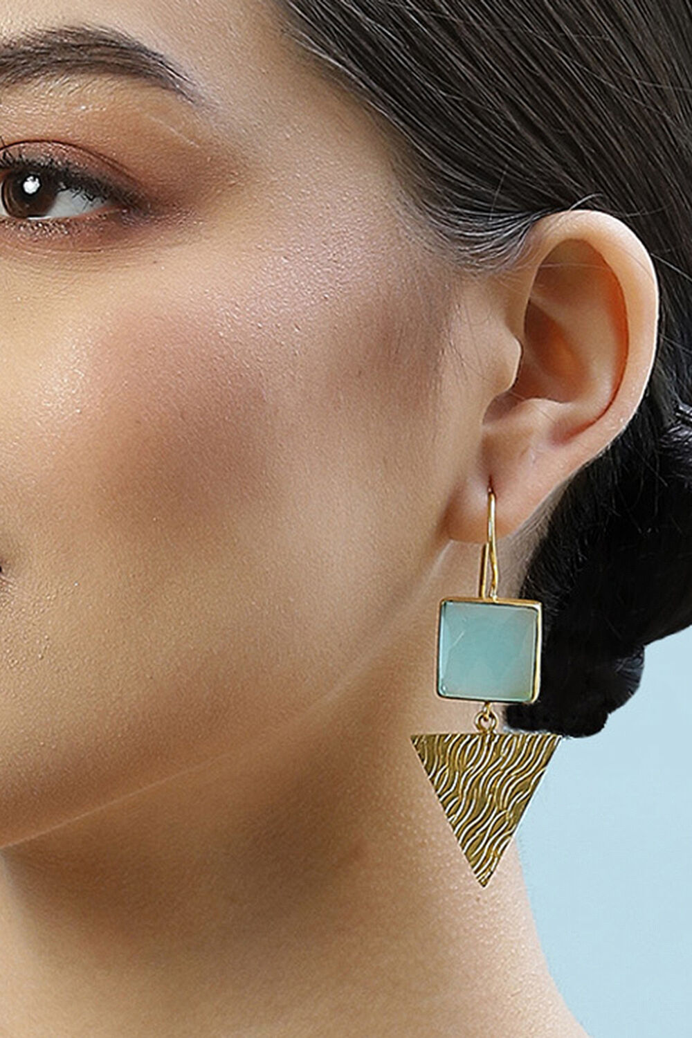 Mint Green Brass Earrings image number 1