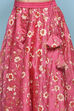 Pink Polyester Flared Printed Lehenga Set image number 2