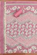 Pink Cotton Flower and Lace Work Unstitched Suit Set image number 3