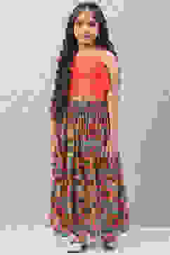 Red Viscose Straight Printed Kurta Set image number 0