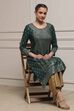 Bottle Green LIVA Straight Printed Kurta