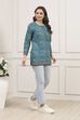 Blue Polyester Printed Straight Kurti image number 4