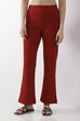 Beige Viscose Blend Flared Pants image number 4