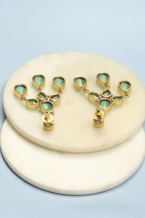 Mint Green Brass Earrings image number 2