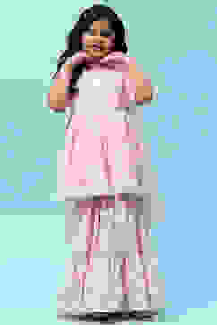 Pink Cotton Floral Printed Gathered Peplum Suit Set image number 7