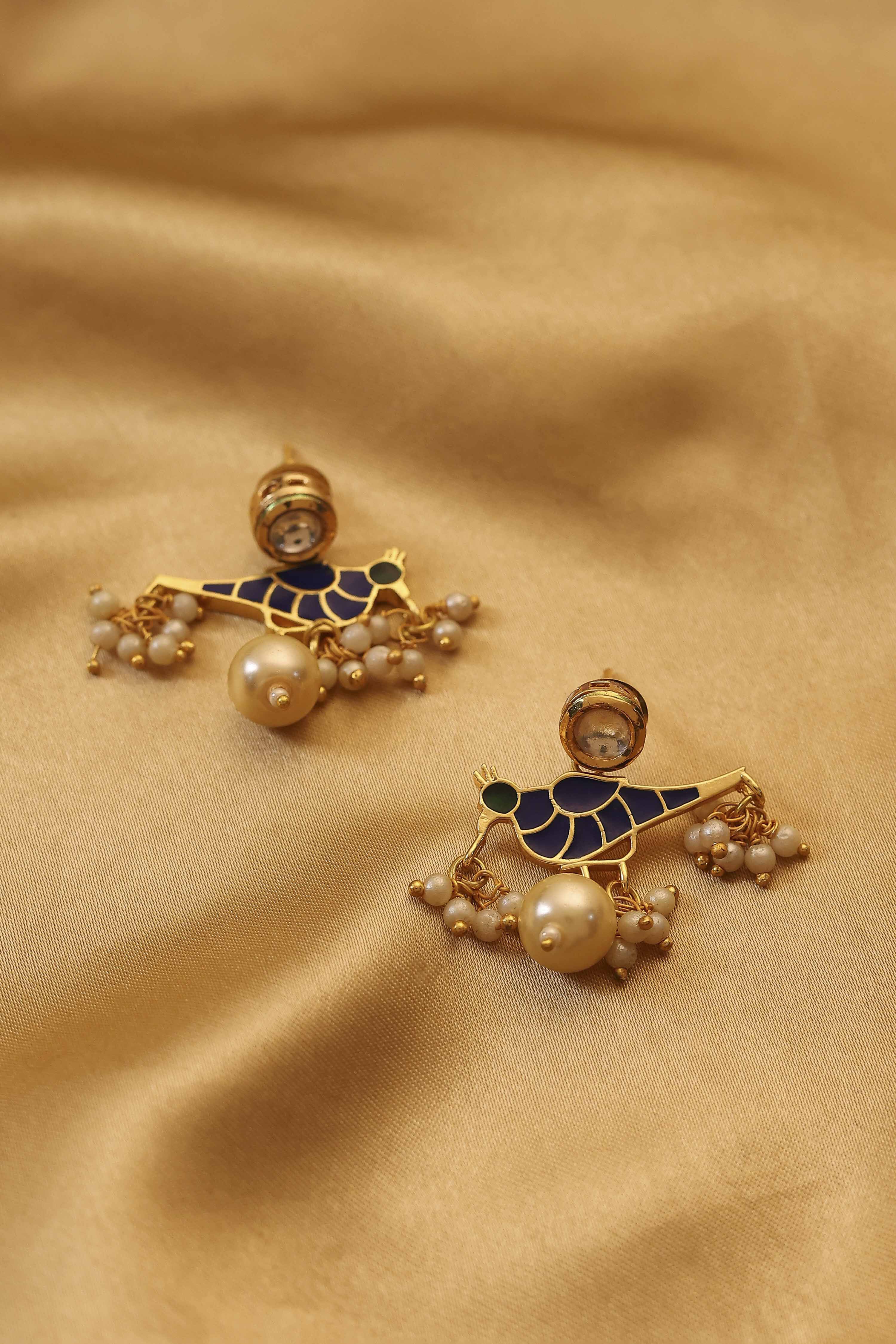 Blue Stone Embellished Earrings image number 0