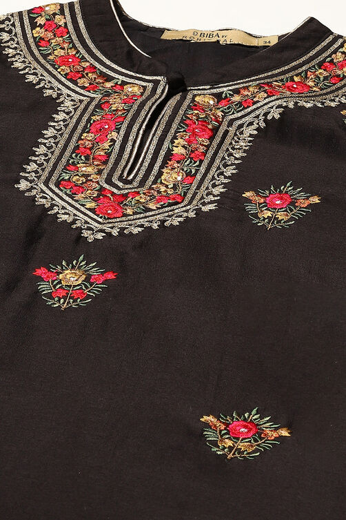 Rohit Bal Black Cotton Blend Straight Kurta Suit Set image number 1
