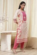 Pink Cotton Printed Straight Kurta image number 4