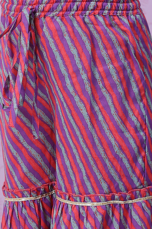 Red & Purple Art Silk Straight Kurta Garara Suit Set image number 5