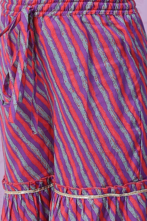 Red & Purple Art Silk Straight Kurta Garara Suit Set image number 5