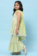 Green Cotton Floral Printed Strappy Peplum Suit Set image number 4