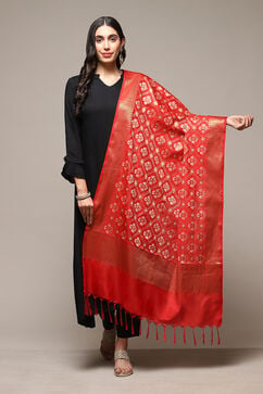 Red Silk Blend Yarndyed Dupatta image number 0