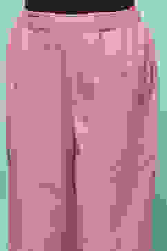 Peach Cotton Solid Pants image number 1