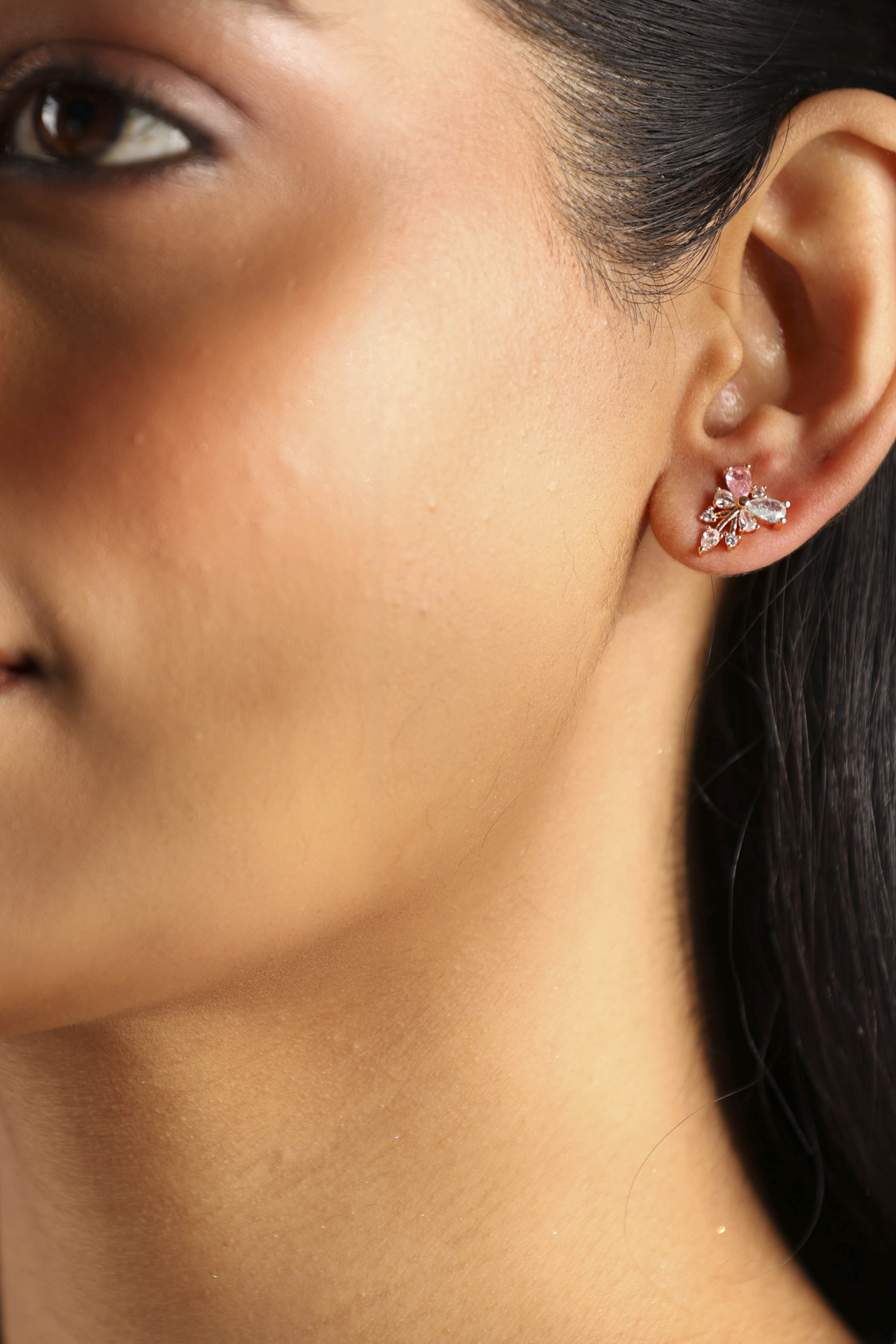 Multicolour Gold Plated Brass Stud Earrings image number 1