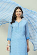 Turquoise Art Silk Straight Kurta Palazzo Suit Set image number 7