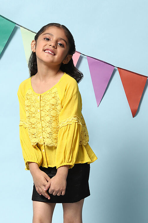 Yellow Cotton Short Top image number 2