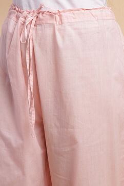Peach Cotton Anarkali Kurta Palazzo Suit Set image number 3