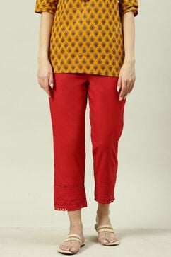 Red Cotton Solid Pant image number 2