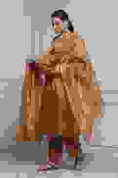 Copper Cotton Tissue Gathered Dyed Suit Set image number 3