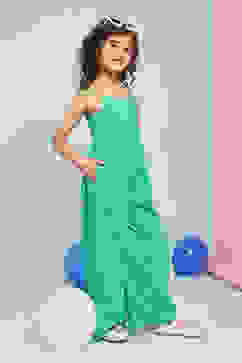 Green Cotton Strappy Straight Jumpsuit image number 5