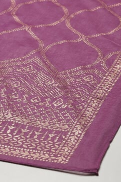 Purple Cambric Straight Printed Kurta Slim Pant Suit Set image number 3