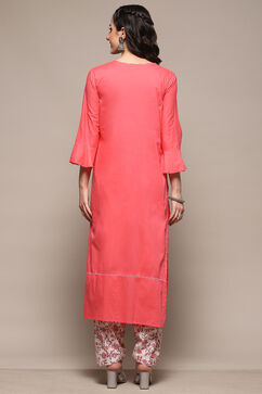 Pink Cotton Unstitched Suit Set image number 6